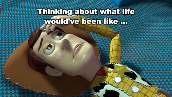 woody thinking about something