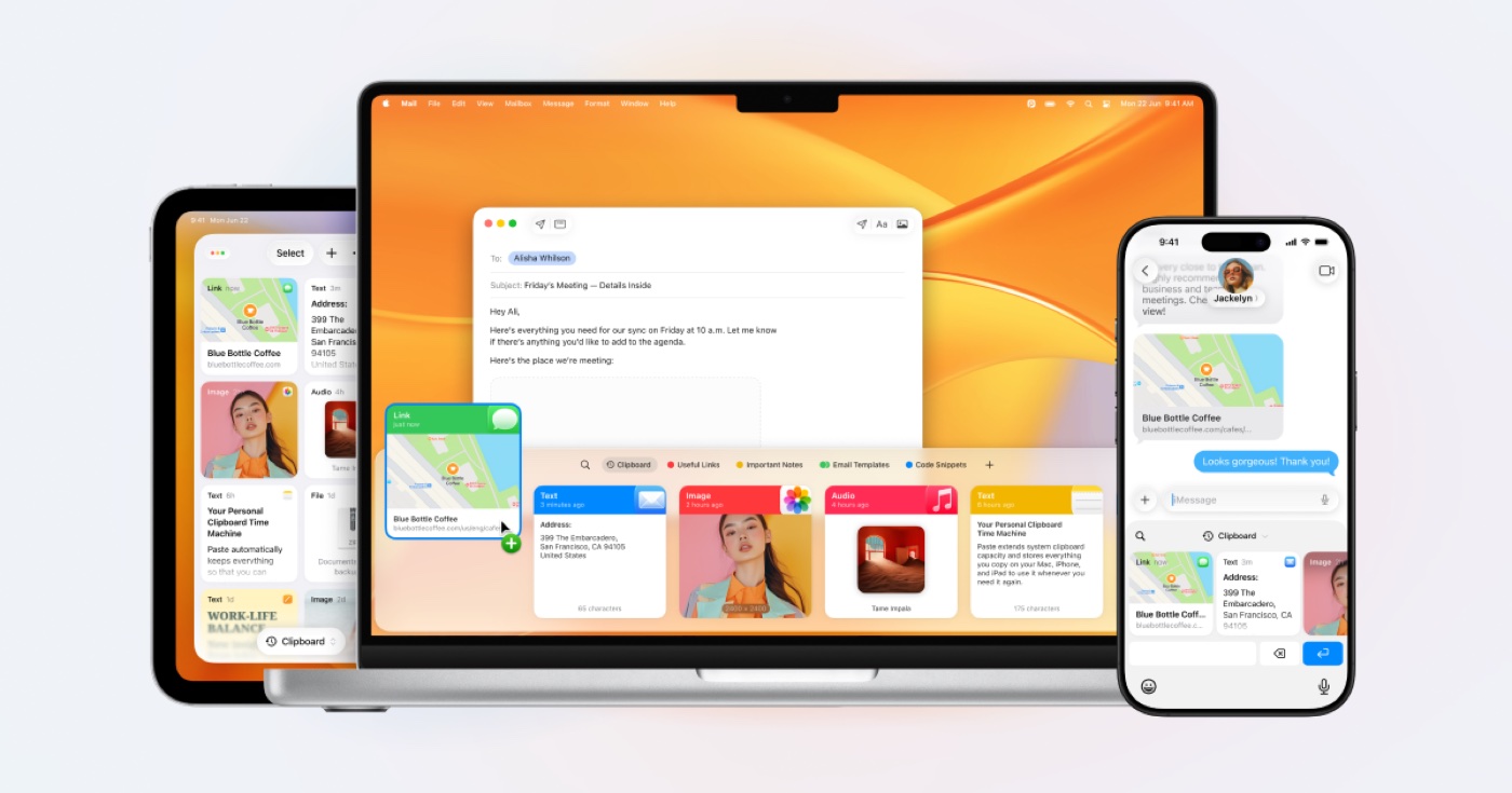 Paste clipboard history running across a Mac, iPad, and iPhone